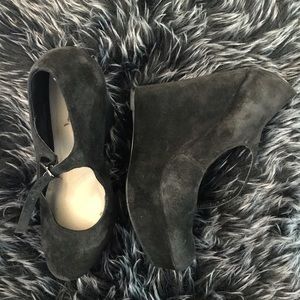 Faux Suede High Black Wedges